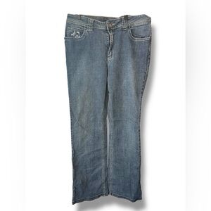 Reba Blue Women's Flare Jeans with Embroidered Pocket Details Sz 10‎ EUC